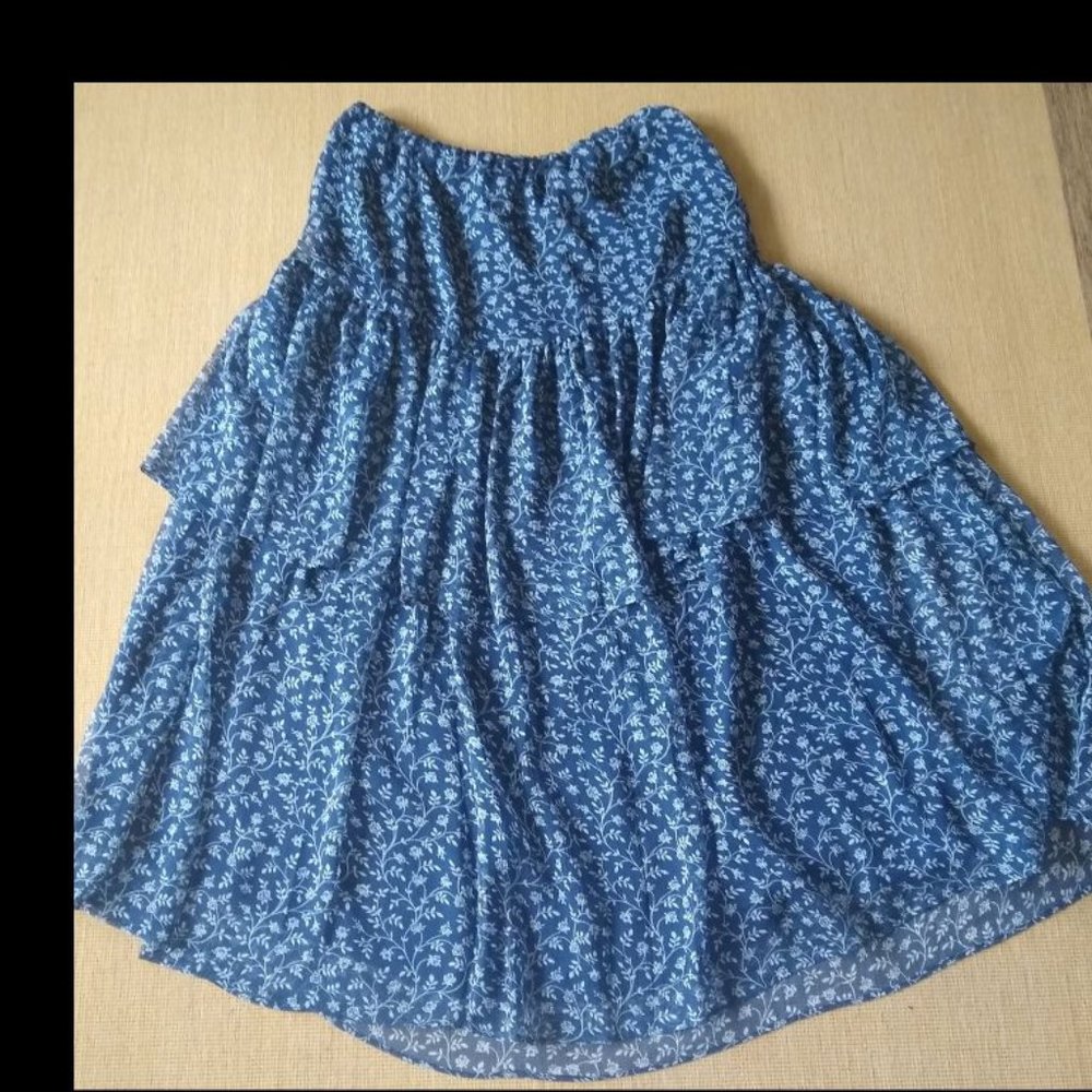NWOT LAUREN RALPH LAUREN Navy Floral Maxi Ruffled Skirt